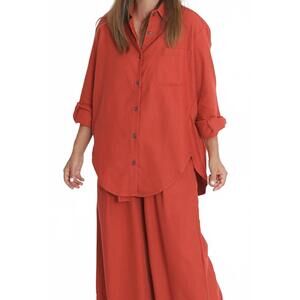 NEW COSSAC wide button-down shirt in rust
